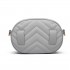 LH6834 - Miss Lulu Quilted Heart and Chevron Cross Body and Bum Bag - Grey